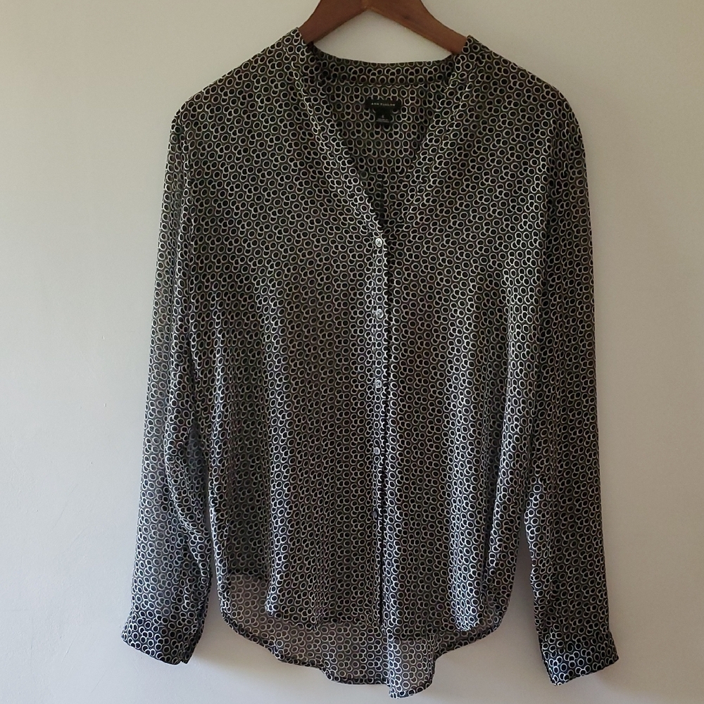 Black & White Patterned Blouse - Ann Taylor